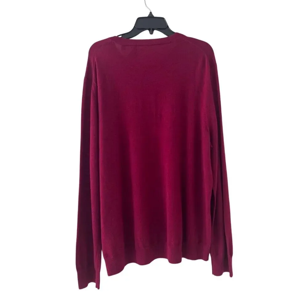 Vince Merino Wool Knit Sweater Burgundy Minimalist Quiet Luxury office wear XXL